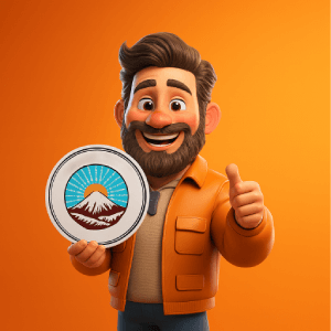 لوگوی بیمه ایران با طراحی ساده و رنگ‌های آبی و نارنجی